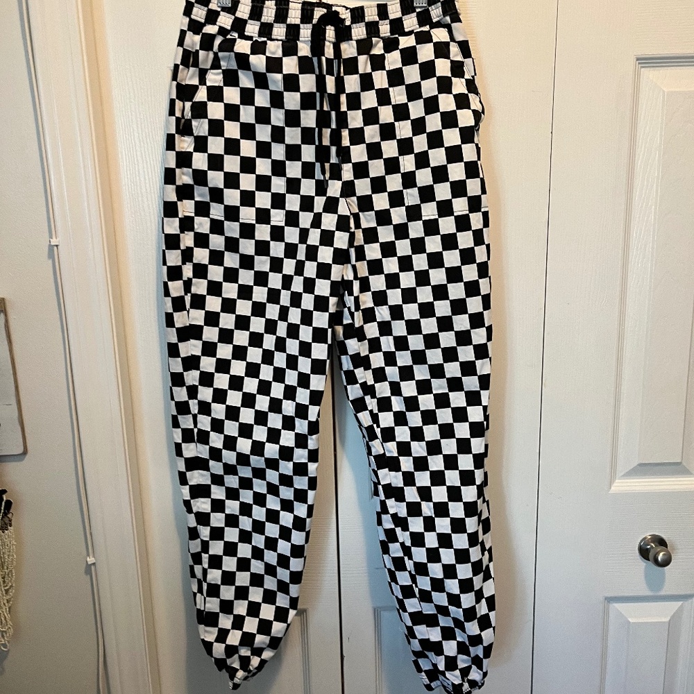 Black & White Checkered Jogger Pants